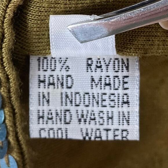 GODDESS OF BABYLON Vest Top S/M Sequins Beaded Gold Button Lined Rayon - Picture 9 of 12